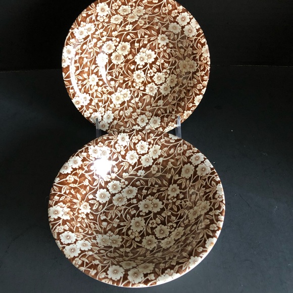 Royal Crownford China Co. Other - Two Brown and White Calico Cereal Bowls Royal Crownford, Staffordshire England